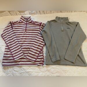 Patagonia Kids Striped Red and Gray Tops
